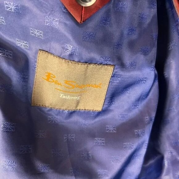 Ben Sherman Mens Navy Textured Blazer 48R Slim Fit Fully Lined With Button Cuffs - Picture 5 of 7